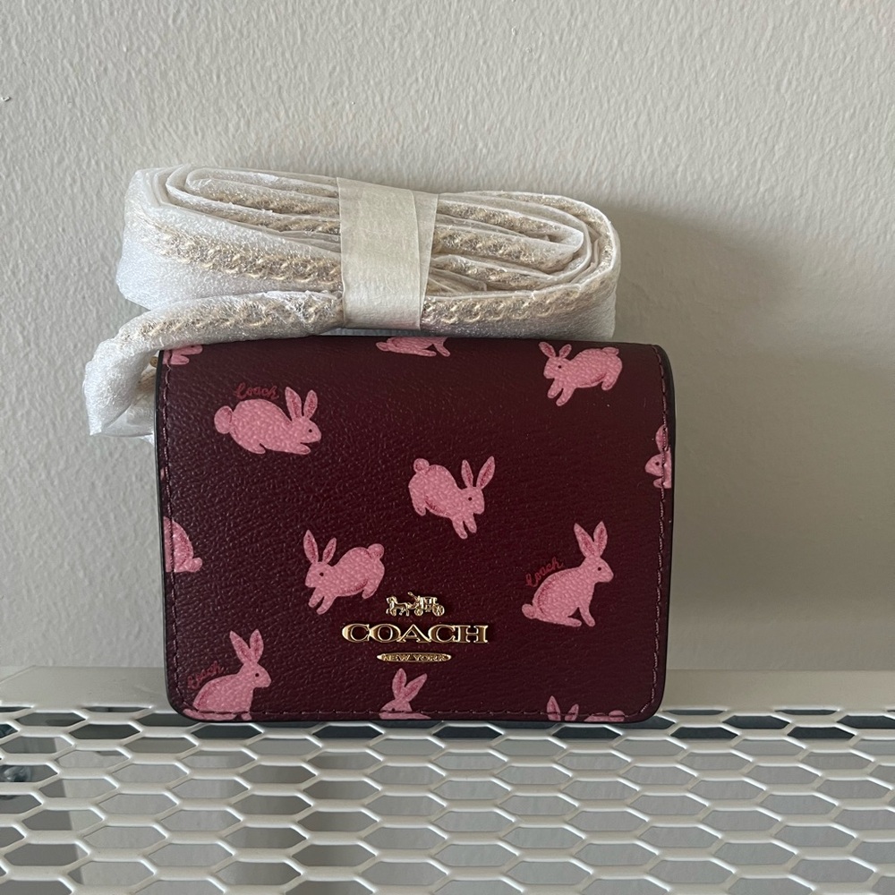 Coach Lunar New Year Mini Wallet On A Chain With Rabbit Print